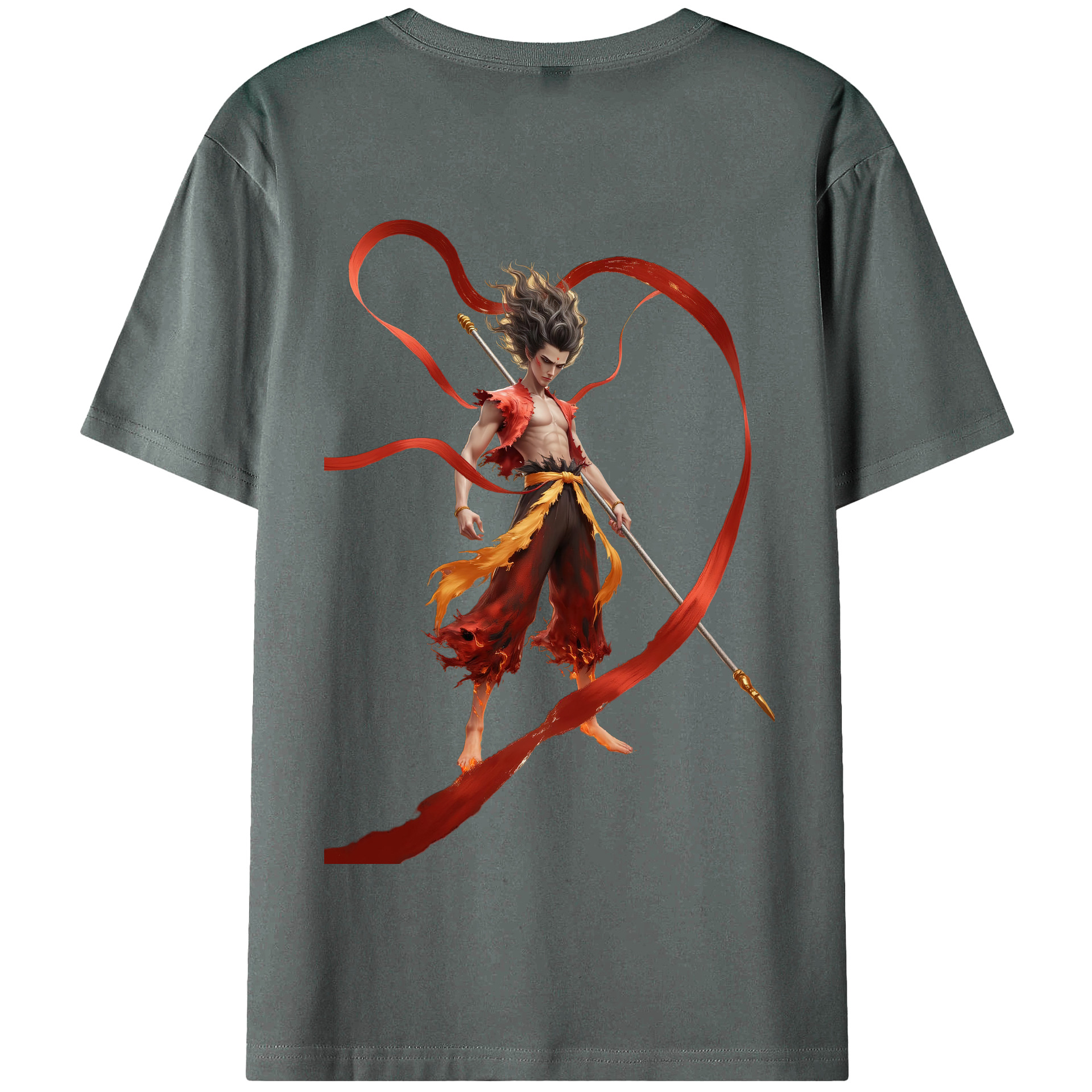 （画像用） Ne Zha 2 ナタ 魔童の大暴れ 綿100％半袖Tシャツ（背面プリント）